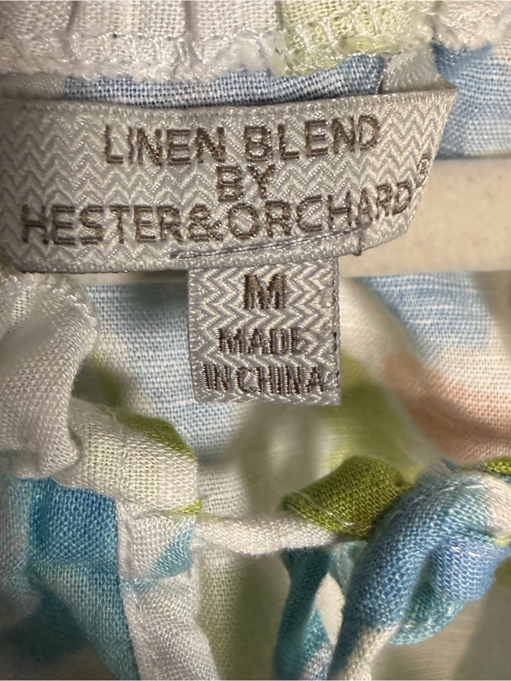 Hester Orchard Linen Blend Floral Peasant Blouse Beachy Top Off Shoulder Size M - Picture 3 of 10